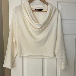 Zara Cream Cowl Neck Top